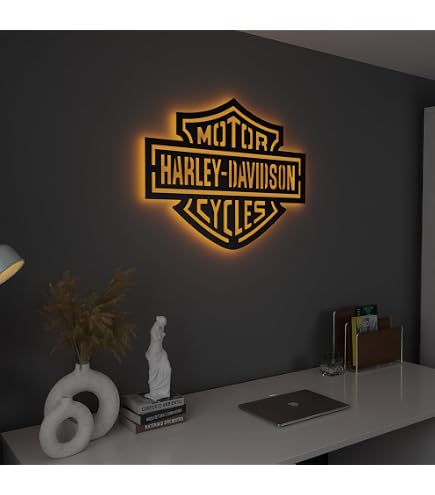 SAFESYZ Harley Davidson Wall Light - Garage Sign Art - Motorcycle